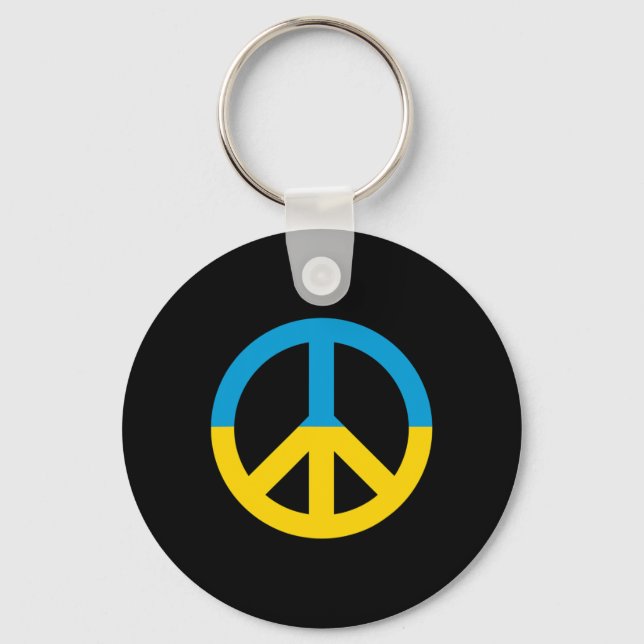 Ukraine Flag Peace Sign  Key Ring (Front)