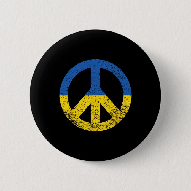 Ukraine Flag Peace Symbol  6 Cm Round Badge (Front)