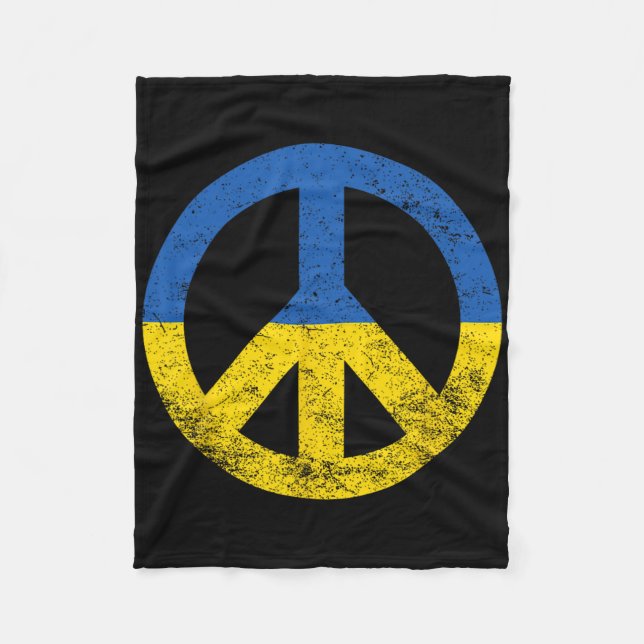 Ukraine Flag Peace Symbol  Fleece Blanket (Front)