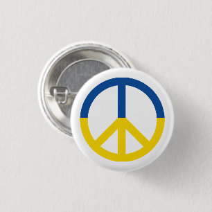 Ukraine flag peace symbol white 3 cm round badge