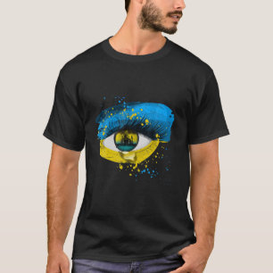 Ukraine Flag Ribbon In Eye Support Ukraine Lovers T-Shirt