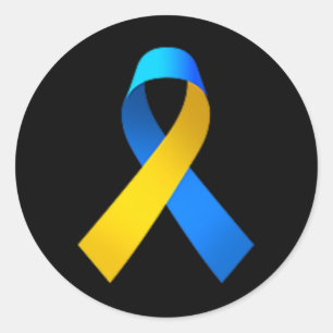 Ukraine Flag Ribbon Ukrainian National Flag Colors Classic Round Sticker