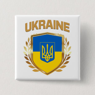 Ukraine Flag Shield & Emblem 15 Cm Square Badge