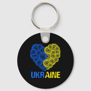 Ukraine Flag Sunflower Heart Vintage Ukrainian Lov Key Ring