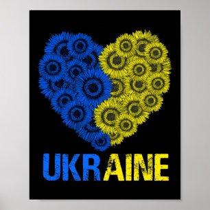 Ukraine Flag Sunflower Heart Vintage Ukrainian Lov Poster