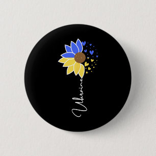 Ukraine Flag Sunflower Hearts 6 Cm Round Badge