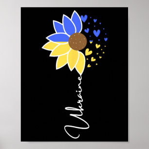 Ukraine Flag Sunflower Hearts  Poster