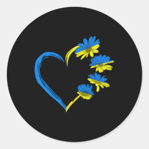 Ukraine Flag Sunflower Vintage Ukrainian Lovers Uk Classic Round Sticker