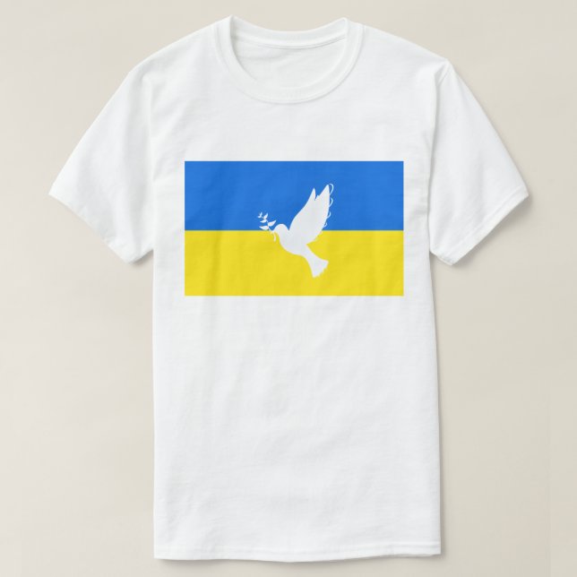 Ukraine Flag T-Shirt Dove of Peace (Design Front)