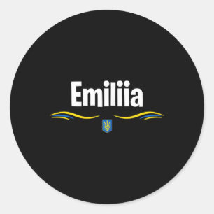 Ukraine Flag T Ukrainian Birthday Name Emiliia  Classic Round Sticker
