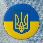Ukraine Flag Trident Blue Yellow Ukrainian 7.5 Cm Round Badge<br><div class="desc">Ukraine Flag in blue and yellow to show support for Ukranian peace and freedom. Ukraine Flag Trident Blue Yellow Ukrainian button</div>