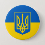 Ukraine Flag Trident Blue Yellow Ukrainian 7.5 Cm Round Badge<br><div class="desc">Ukraine Flag in blue and yellow to show support for Ukranian peace and freedom. Ukraine Flag Trident Blue Yellow Ukrainian button</div>