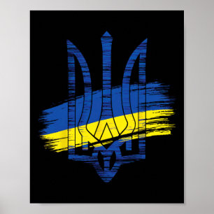 Ukraine Flag Trident Patriotic Ukrainian Heritage Poster
