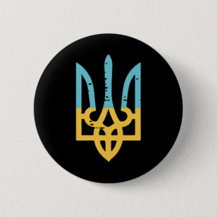 Ukraine Flag Trident Pocket Ukrainian Crest Women 6 Cm Round Badge