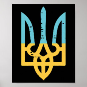 Ukraine Flag Trident Pocket Ukrainian Crest Women Poster