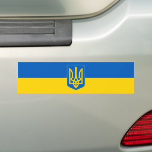 Ukraine Flag Trident Support Ukrainian  Bumper Sticker