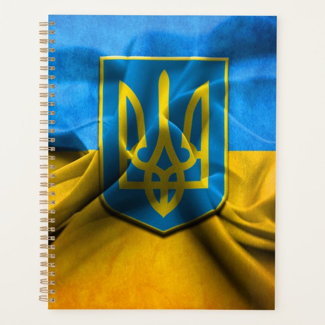 Ukraine Flag Tryzub Trident Blue Gold 2 Planner (Front)