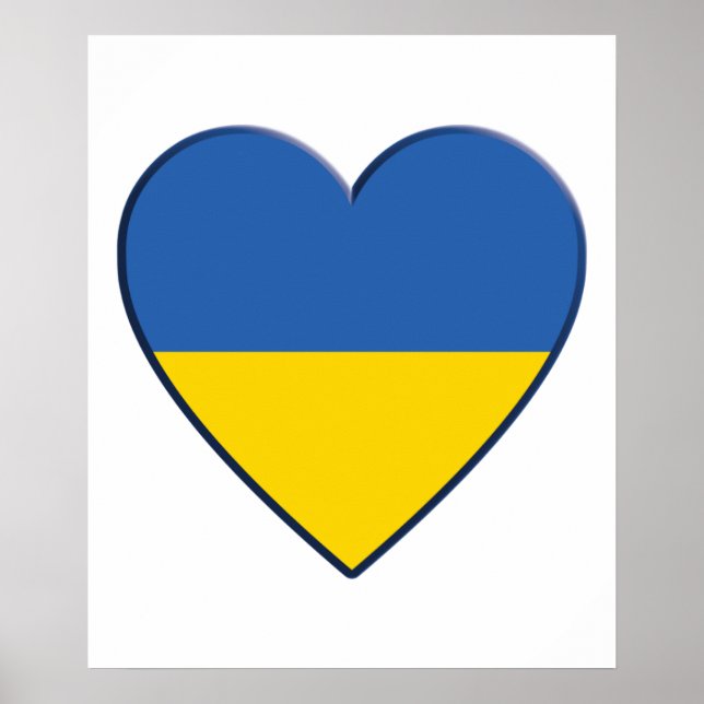 Ukraine Flag, Ukrainian Heart Print Flag (Front)