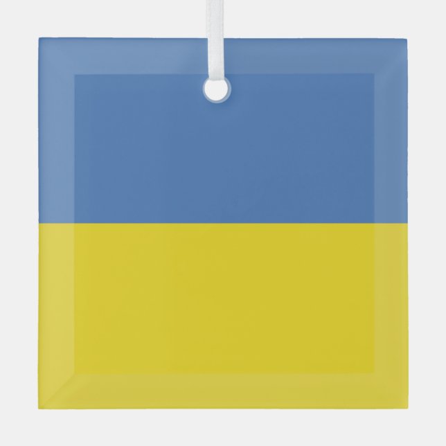 Ukraine Flag, Ukrainian Slava Ukraini Слава Україн Glass Tree Decoration (Front)