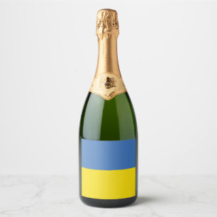 Ukraine Flag, Ukrainian Slava Ukraini Слава Україн Sparkling Wine Label