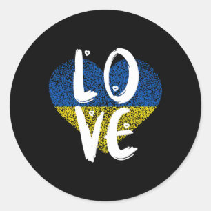 Ukraine Flag Ukrainian Ukraine Pride Heart 1  Classic Round Sticker