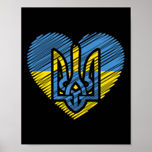 Ukraine Flag Ukrajina Ukrainian Peace Heart Poster