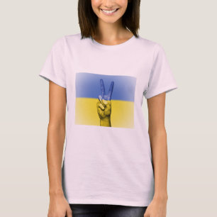 Ukraine Flag V Hand Peace and Love T-Shirt