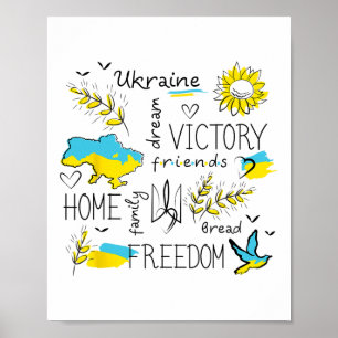 Ukraine Flag - Viktory - Freedom - Home - Map Ukra Poster