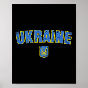 Ukraine Flag Vintage Men Women Kids Ukraine 3 Poster