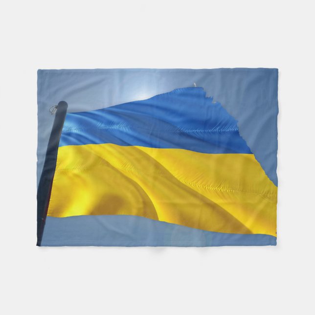 Ukraine Flag - War, Politics, Suffering Fleece Blanket (Front (Horizontal))