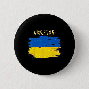 Ukraine Flag With Brush Stroke Style  6 Cm Round Badge