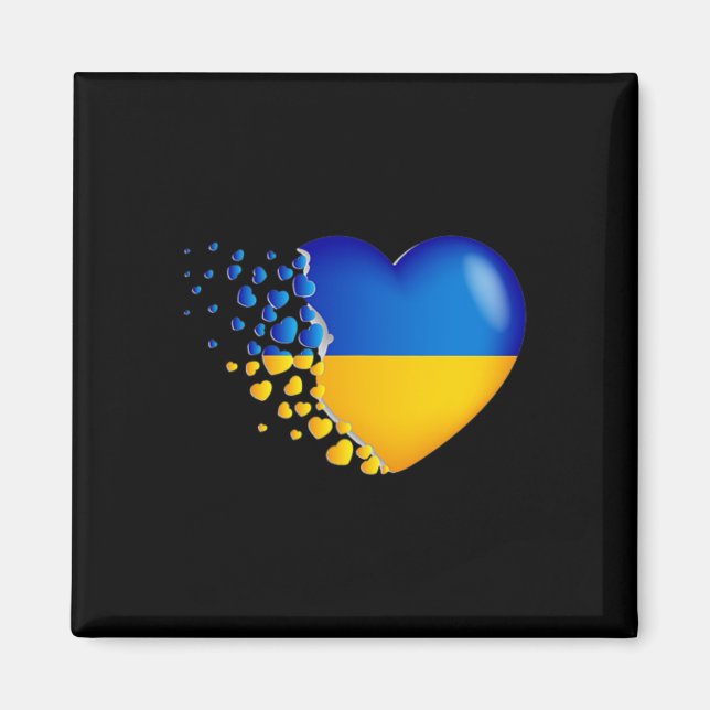Ukraine Flag With Fly Out Small Hearts  Magnet (Front)