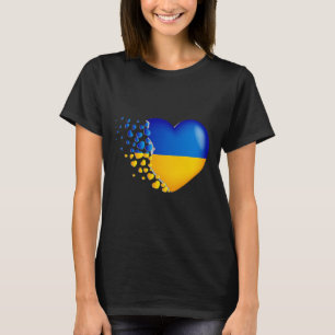 Ukraine Flag With Fly Out Small Hearts T-Shirt