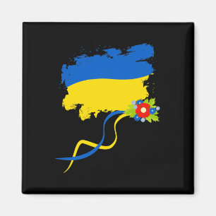 Ukraine Flag With Folk Flowers Ukrainian Pride Ret Magnet