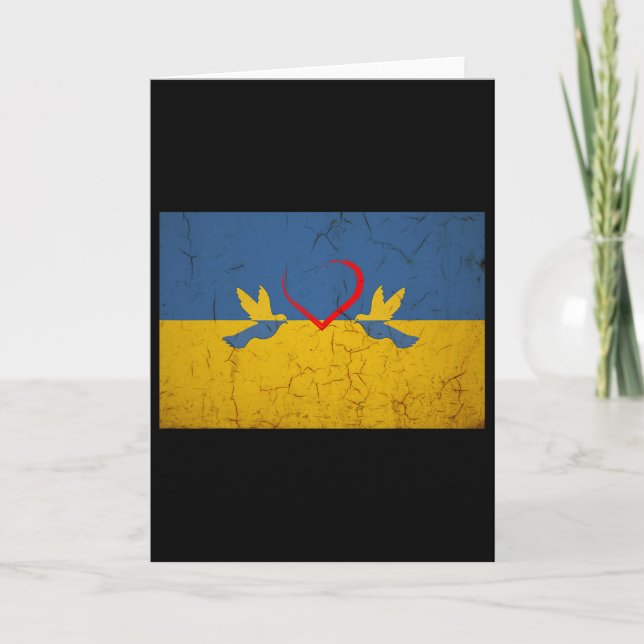 Ukraine Flag With Heart  Card (Front)