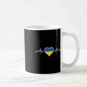 Ukraine Flag With Heart Heartbeat Love Ukrainian Coffee Mug