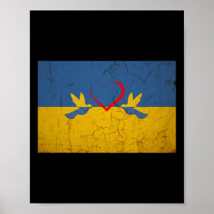 Ukraine Flag With Heart Poster