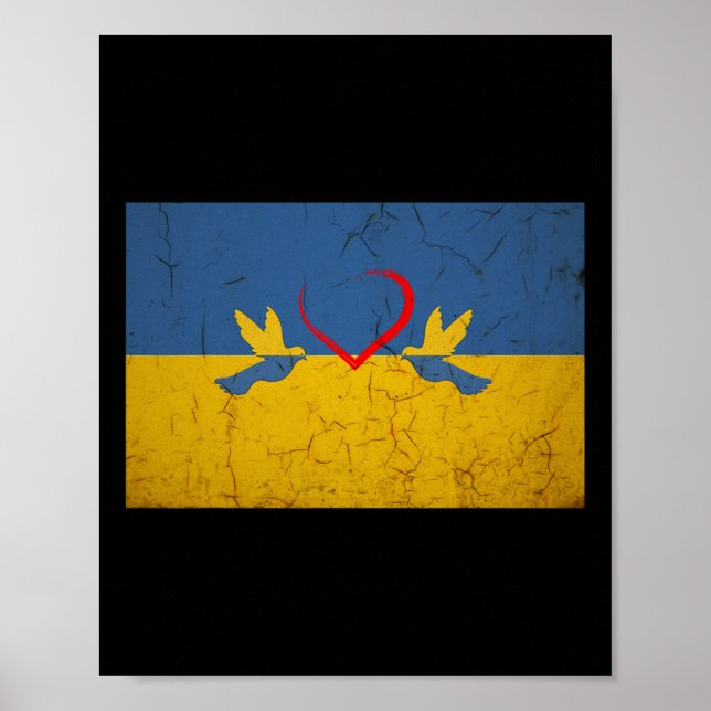 Ukraine Flag With Heart  Poster (Front)