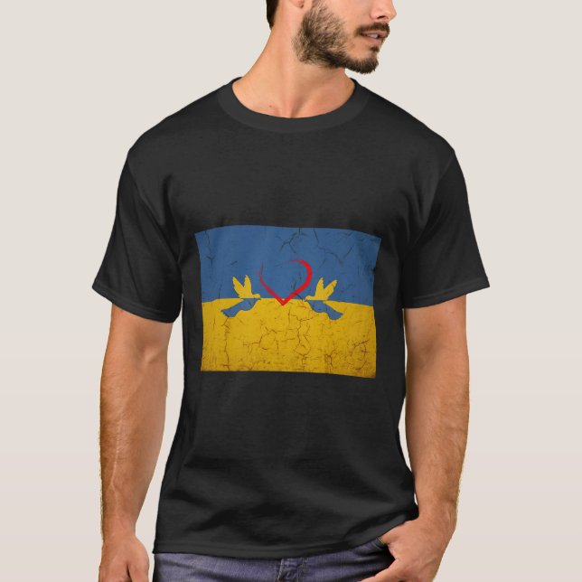 Ukraine Flag With Heart  T-Shirt (Front)