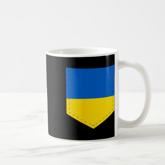 Ukraine Flag With Printed Ukrainian Flag Pocket  Coffee Mug (Right)