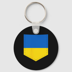 Ukraine Flag With Printed Ukrainian Flag Pocket  Key Ring