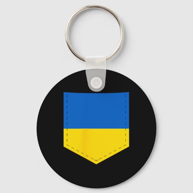 Ukraine Flag With Printed Ukrainian Flag Pocket  Key Ring (Front)