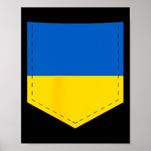 Ukraine Flag With Printed Ukrainian Flag Pocket Poster