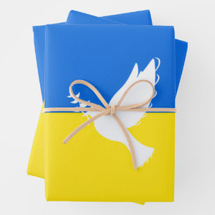 Ukraine Flag Wrapping Paper Sheets Peace Dove