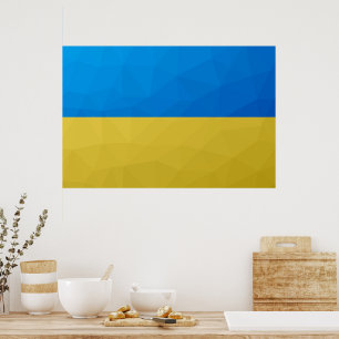 Ukraine flag yellow blue geometric pattern mesh poster