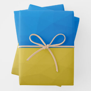 Ukraine flag yellow blue geometric pattern mesh wrapping paper sheet
