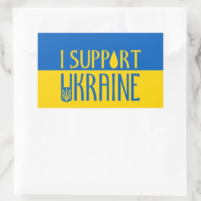 Ukraine flag yellow blue support teardrop emblem rectangular sticker (Bag)