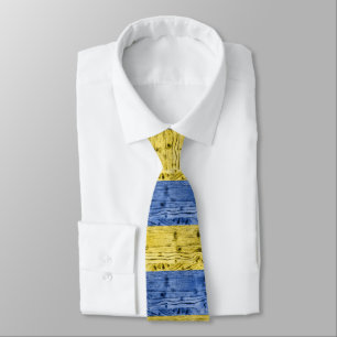 Ukraine flag yellow blue wood texture pattern tie