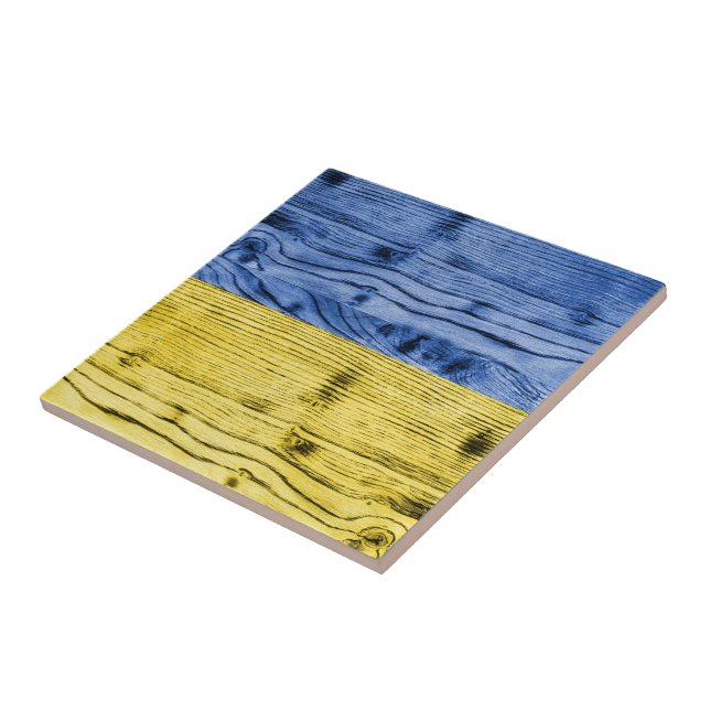 Ukraine flag yellow blue wood texture pattern tile (Side)