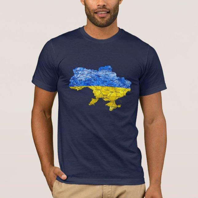 Ukraine Flagcolor Map T-Shirt (Front)